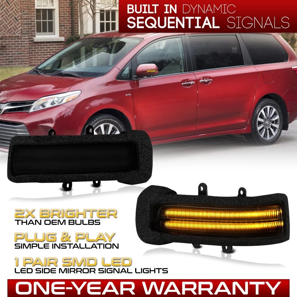 09-20 Toyota Tacoma/4Runner/Sienna/RAV4 Sequential LED Side Mirror Lights - Smoked Lens 4 09-20 Toyota Tacoma/4Runner/Sienna/RAV4 Sequential LED Side Mirror Lights - Smoked Lens - Image 2