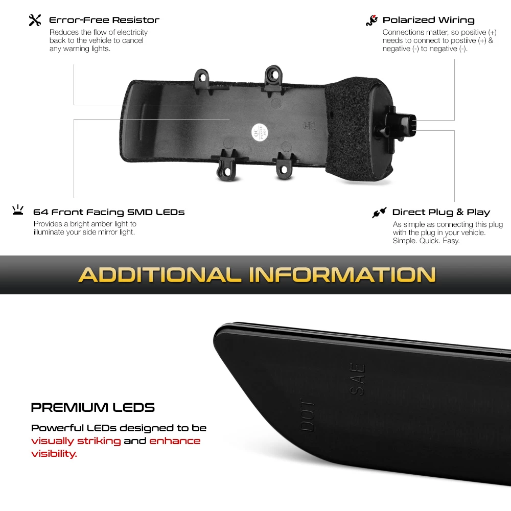 09-20 Toyota Tacoma/4Runner/Sienna/RAV4 Sequential LED Side Mirror Lights - Smoked Lens 8 09-20 Toyota Tacoma/4Runner/Sienna/RAV4 Sequential LED Side Mirror Lights - Smoked Lens - Image 6