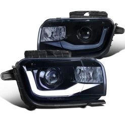 10-13 Chevy Camaro [Halogen Model] LED DRL Tube 3D Projector Headlights - Gloss Black