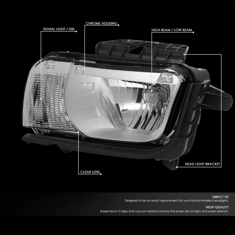 10-13 Chevy Camaro OE-Style Chrome Housing Halogen Headlights - Set 4 10-13 Chevy Camaro OE-Style Chrome Housing Halogen Headlights - Set - Image 2