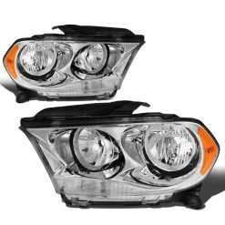 11-13 Dodge Durango [Halogen Model] Crystal Headlights - Chrome Amber