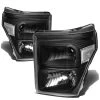11-15 Ford F250 F350 F450 Superduty Replacement Crystal Headlights - Black Clear