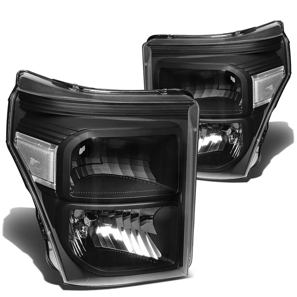 11-15 Ford F250 F350 F450 Superduty Replacement Crystal Headlights - Black Clear 4 11-15 Ford F250 F350 F450 Superduty Replacement Crystal Headlights - Black Clear - Image 2