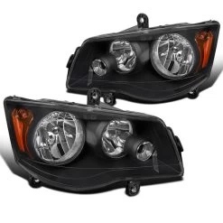11-18 Dodge Grand Caravan / 08-16 Town & Country Black Headlights Pair