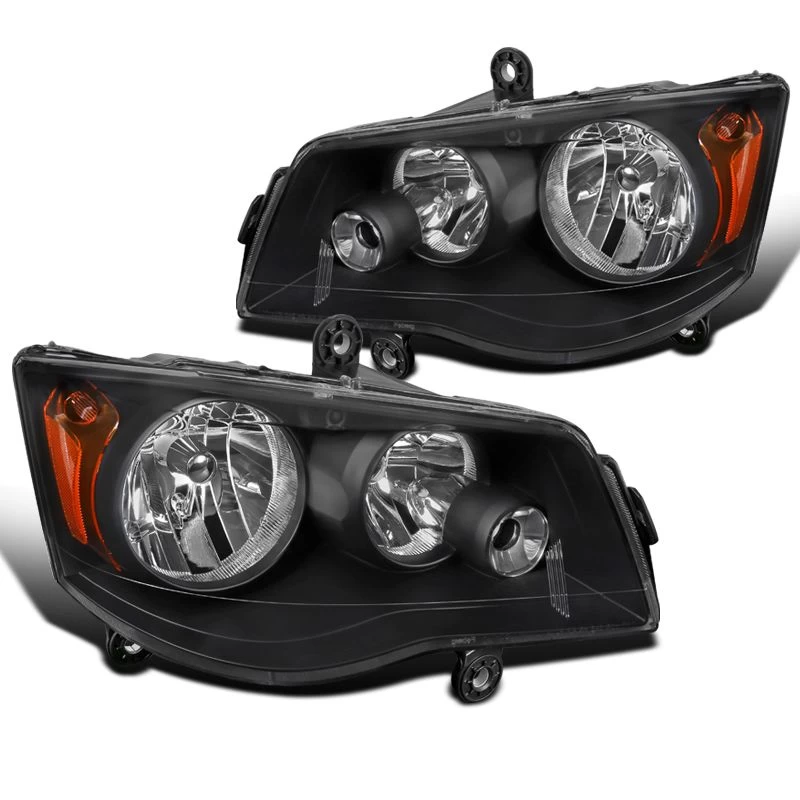 11-18 Dodge Grand Caravan / 08-16 Town & Country Black Headlights Pair 3 11-18 Dodge Grand Caravan / 08-16 Town & Country Black Headlights Pair