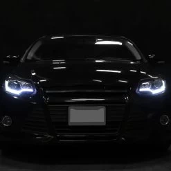 2012-2014 Ford Focus Optic-Style LED DRL Projector Headlights - Black -Professional Auto Parts Store 12 14 ford focus black projector headlights led drl strip turn signal 180