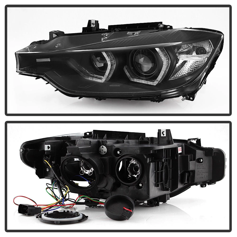 12-15 BMW 3-Series F30 Halo LED DRL Projector Headlights - Black 6 12-15 BMW 3-Series F30 Halo LED DRL Projector Headlights - Black - Image 4
