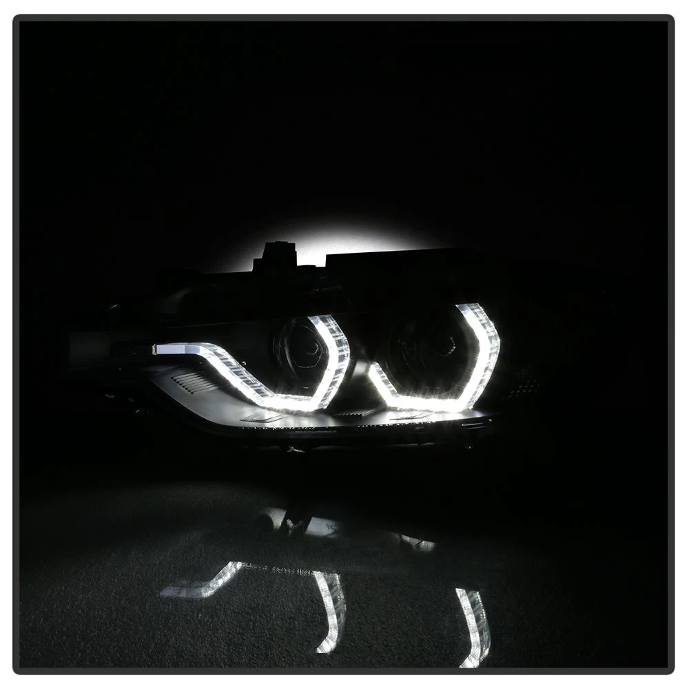12-15 BMW 3-Series F30 Halo LED DRL Projector Headlights - Black 4 12-15 BMW 3-Series F30 Halo LED DRL Projector Headlights - Black - Image 2