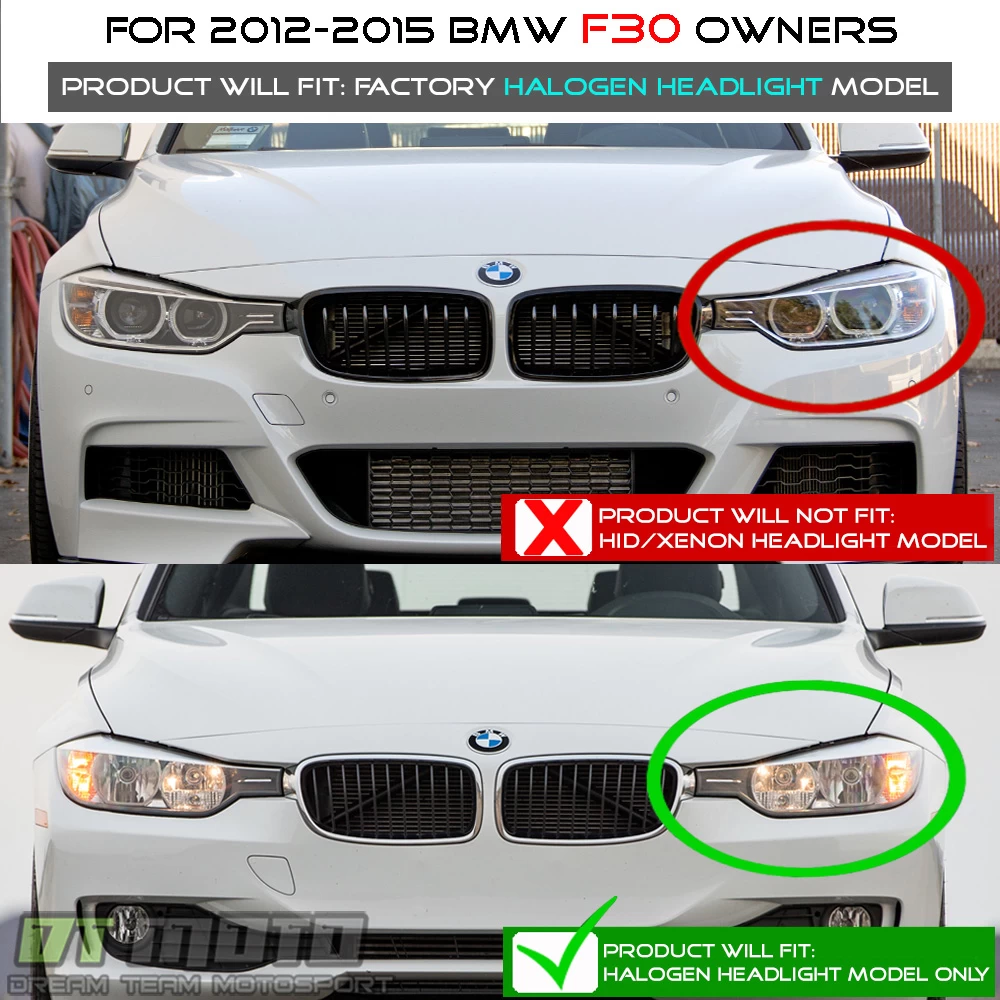 12-15 BMW 3-Series F30 Halo LED DRL Projector Headlights - Black 7 12-15 BMW 3-Series F30 Halo LED DRL Projector Headlights - Black - Image 5