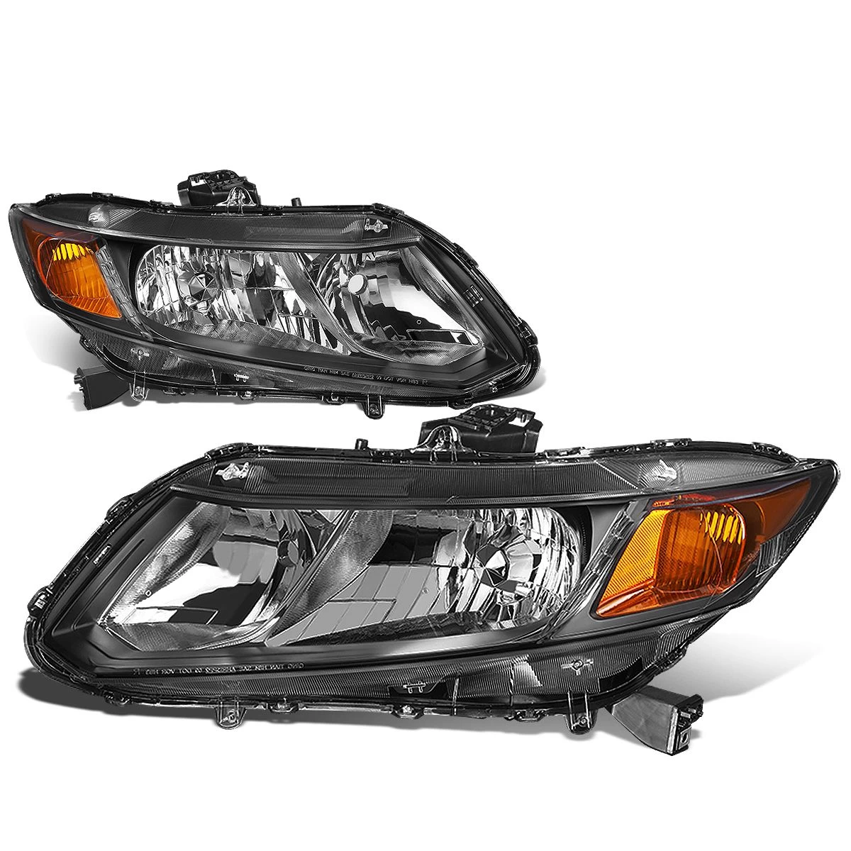 12-15 Honda Civic 4dr / 12-13 Civic 2dr OE-Style Replacement Headlights - Black / Amber 3 12-15 Honda Civic 4dr / 12-13 Civic 2dr OE-Style Replacement Headlights - Black / Amber