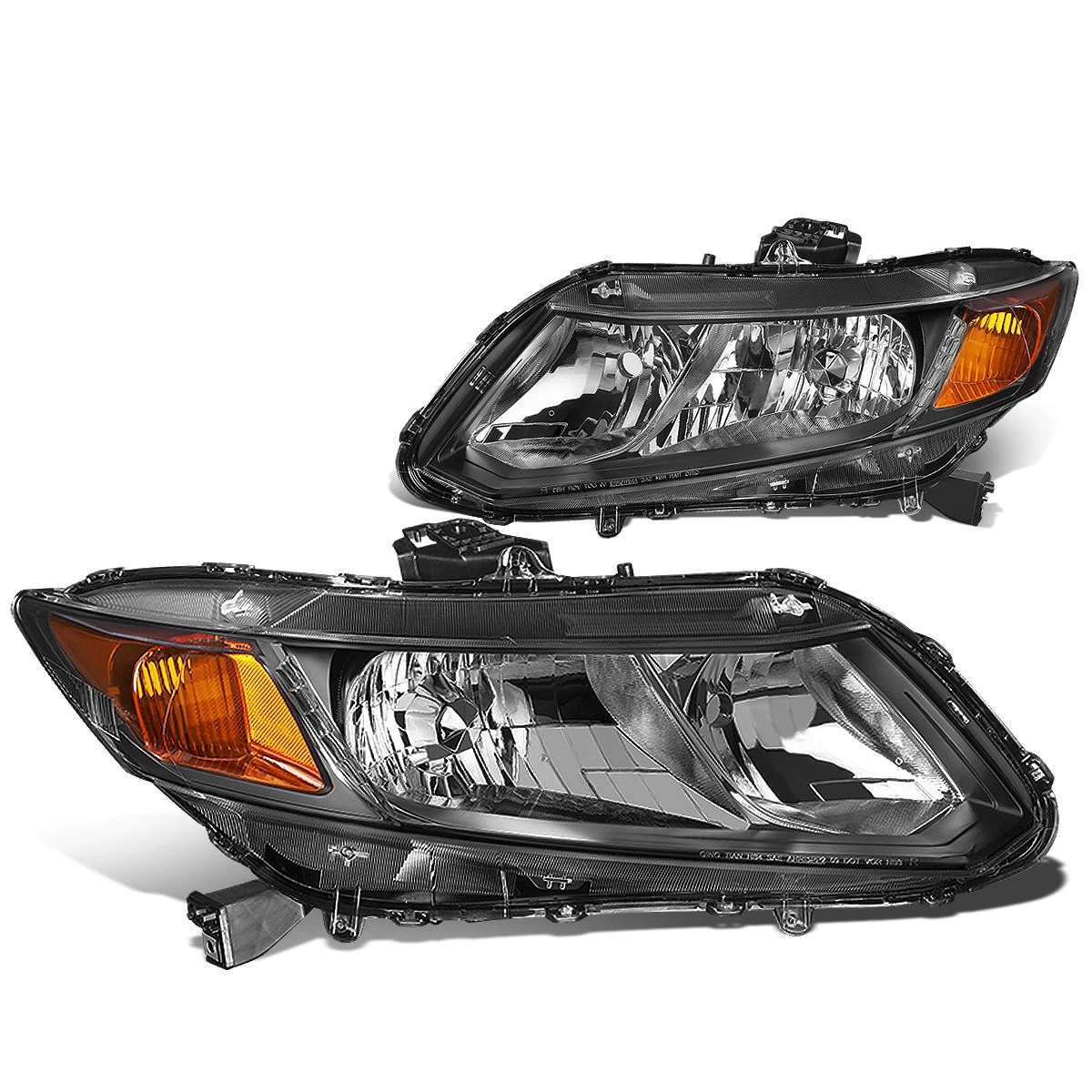 12-15 Honda Civic 4dr / 12-13 Civic 2dr OE-Style Replacement Headlights - Black / Amber 4 12-15 Honda Civic 4dr / 12-13 Civic 2dr OE-Style Replacement Headlights - Black / Amber - Image 2