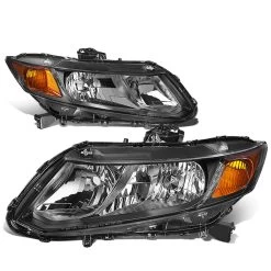 12-15 Honda Civic 4dr / 12-13 Civic 2dr OE-Style Replacement Headlights - Black / Amber 13 12-15 Honda Civic 4dr / 12-13 Civic 2dr OE-Style Replacement Headlights - Black / Amber -Professional Auto Parts Store 12 15 honda civic crystal headlights black amber 113