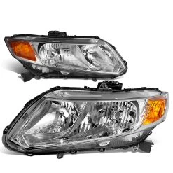 12-15 Honda Civic 4dr / 12-13 Civic 2dr OE-Style Replacement Headlights - Chrome / Amber 13 12-15 Honda Civic 4dr / 12-13 Civic 2dr OE-Style Replacement Headlights - Chrome / Amber -Professional Auto Parts Store 12 15 honda civic crystal headlights chrome amber 107