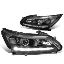 HID Combo 13-15 Honda Accord LED DRL Bar Projector Headlights - Black Clear -Professional Auto Parts Store 13 15 honda accord led drl bar projector headlights black clear 155