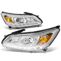 HID Combo 13-15 Honda Accord LED DRL Bar Projector Headlights - Chrome Amber -Professional Auto Parts Store 13 15 honda accord led drl bar projector headlights chrome amber 170