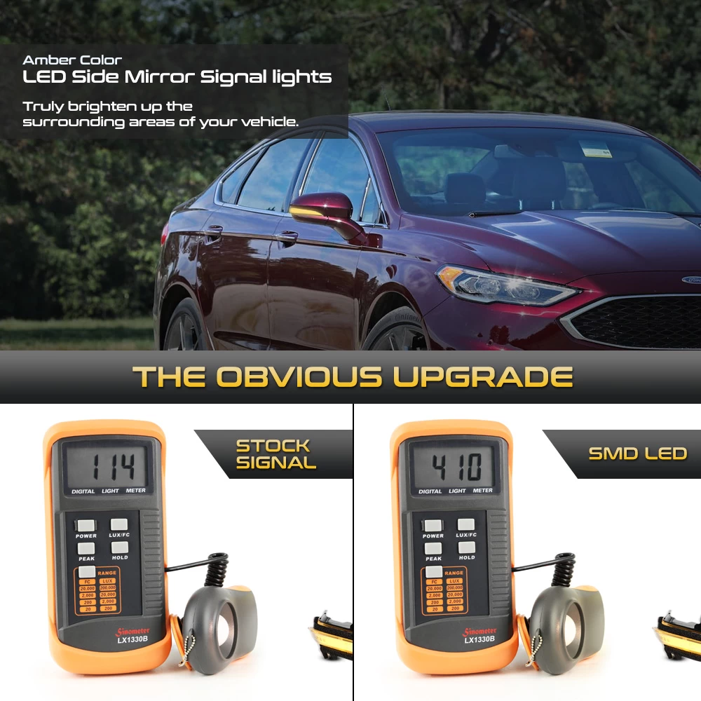 13-20 Ford Fusion Sequential Amber LED Side Mirror Lights - Clear 6 13-20 Ford Fusion Sequential Amber LED Side Mirror Lights - Clear - Image 4