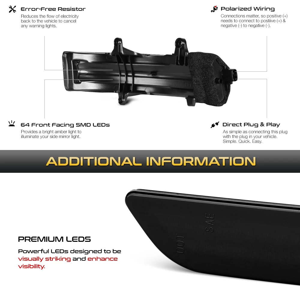 13-21 Toyota Land Cruiser Sequential LED Side Mirror Lights - Smoked Lens 8 13-21 Toyota Land Cruiser Sequential LED Side Mirror Lights - Smoked Lens - Image 6