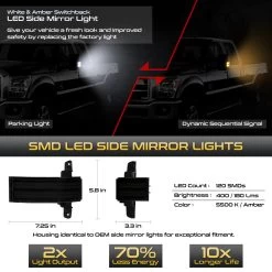 14-18 Chevy Silverado / GMC Sierra LED Towing Mirror Turn Signal Lights [Switchbackk & Sequential] - Clear Lens -Professional Auto Parts Store 14 18 chevy silverado gmc sierra led towing mirror turn signal lights switchbackk sequential clear lens 16