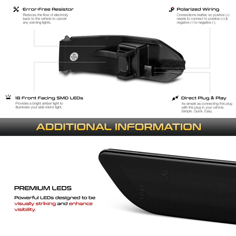 14-22 Toyota 4Runner / 13-18 RAV4 Sequential LED Side Mirror Lights - Smoked Lens 8 14-22 Toyota 4Runner / 13-18 RAV4 Sequential LED Side Mirror Lights - Smoked Lens - Image 6