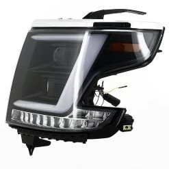 15-20 Chevy Tahoe / Suburban [Halogen Model] Optic-LED Tube Projector Headlights Black -Professional Auto Parts Store 15 17 chevy tahoe suburban matte black led drl signal projector headlights 125