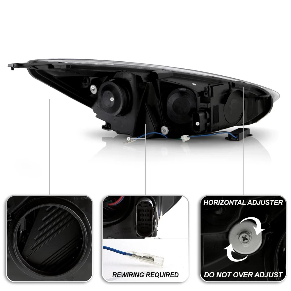 15-18 Ford Focus (Halogen Model) Full LED Headlights W/ LED Light Bar - Black Housing 5 15-18 Ford Focus (Halogen Model) Full LED Headlights W/ LED Light Bar - Black Housing - Image 3
