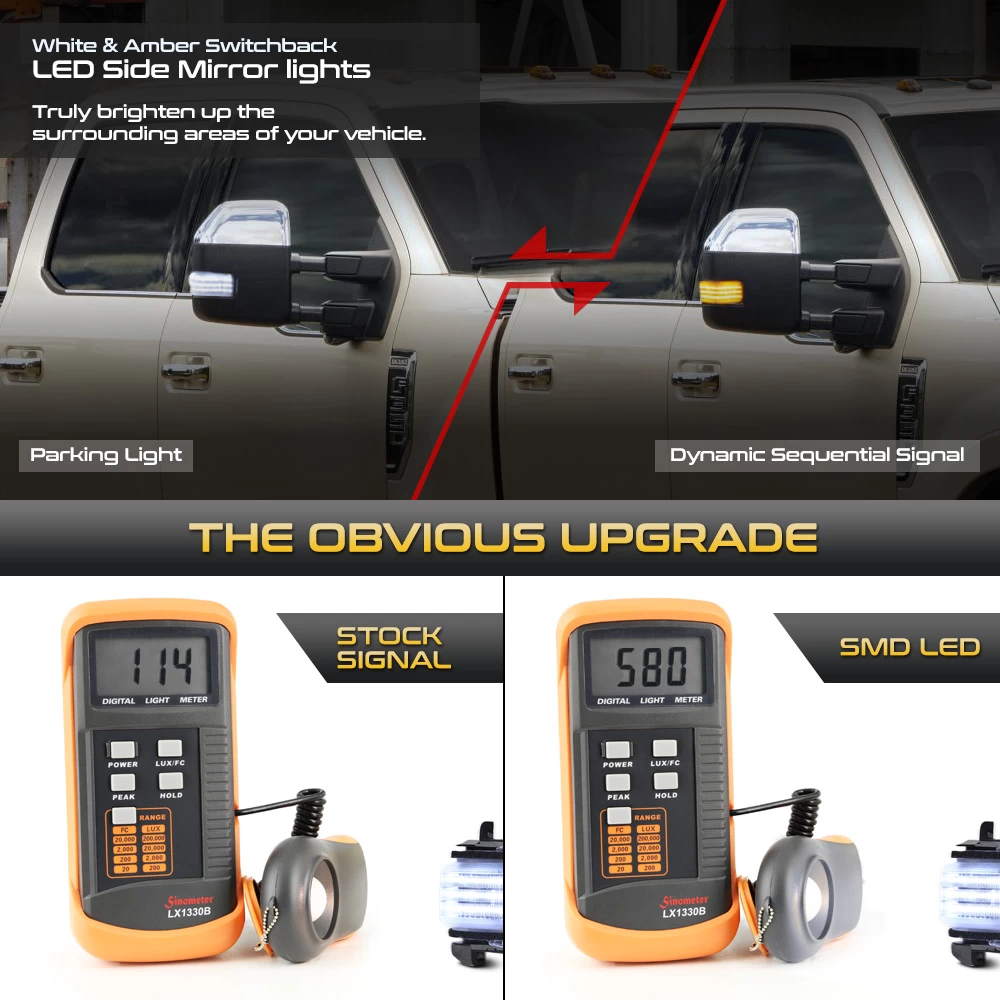 15-20 Ford F150 / 17-22 Super Duty LED Side Mirror Light - Switchback + Sequential Signal - White & Amber 6 15-20 Ford F150 / 17-22 Super Duty LED Side Mirror Light - Switchback + Sequential Signal - White & Amber - Image 4