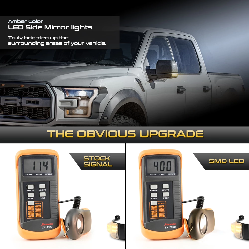 15-20 Ford F150 Sequential Amber LED Side Mirror Light - Clear Lens 6 15-20 Ford F150 Sequential Amber LED Side Mirror Light - Clear Lens - Image 4