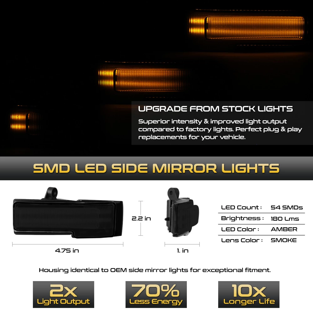 15-20 Ford F150 Sequential Amber LED Side Mirror Light - Smoked Lens 5 15-20 Ford F150 Sequential Amber LED Side Mirror Light - Smoked Lens - Image 3