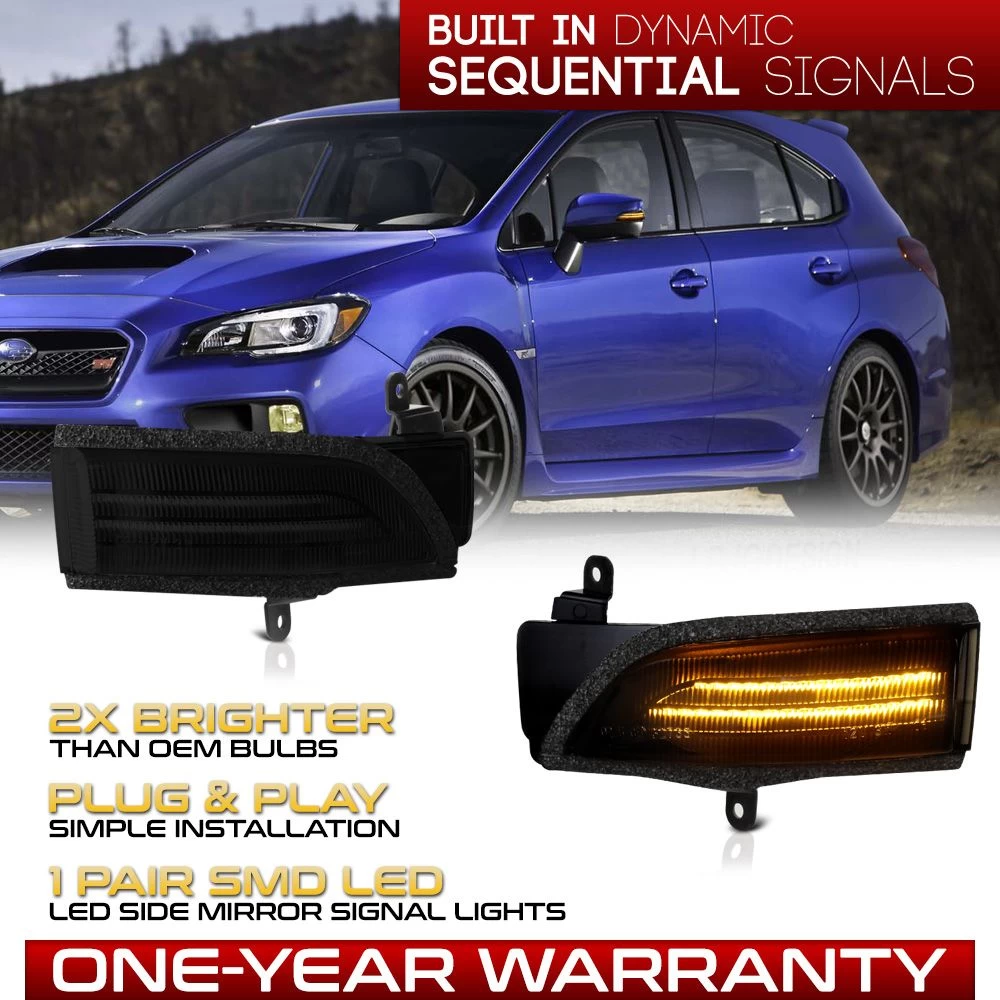 15-21 Subaru Impreza/WRX/Crosstrek Sequential LED Side Mirror Lights - Smoked 4 15-21 Subaru Impreza/WRX/Crosstrek Sequential LED Side Mirror Lights - Smoked - Image 2