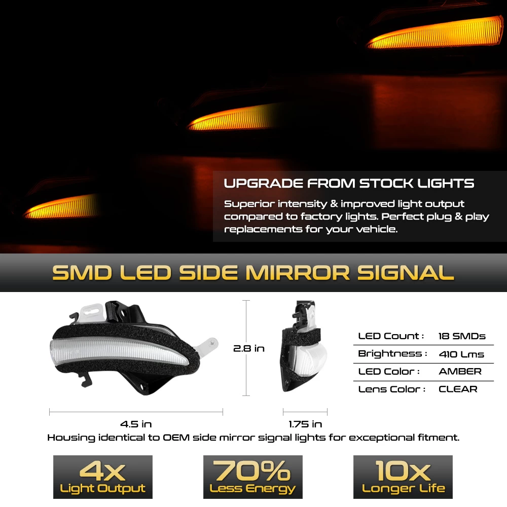 16-18 Lexus ES350 LS460 Sequential LED Side Mirror Lights - Clear 5 16-18 Lexus ES350 LS460 Sequential LED Side Mirror Lights - Clear - Image 3