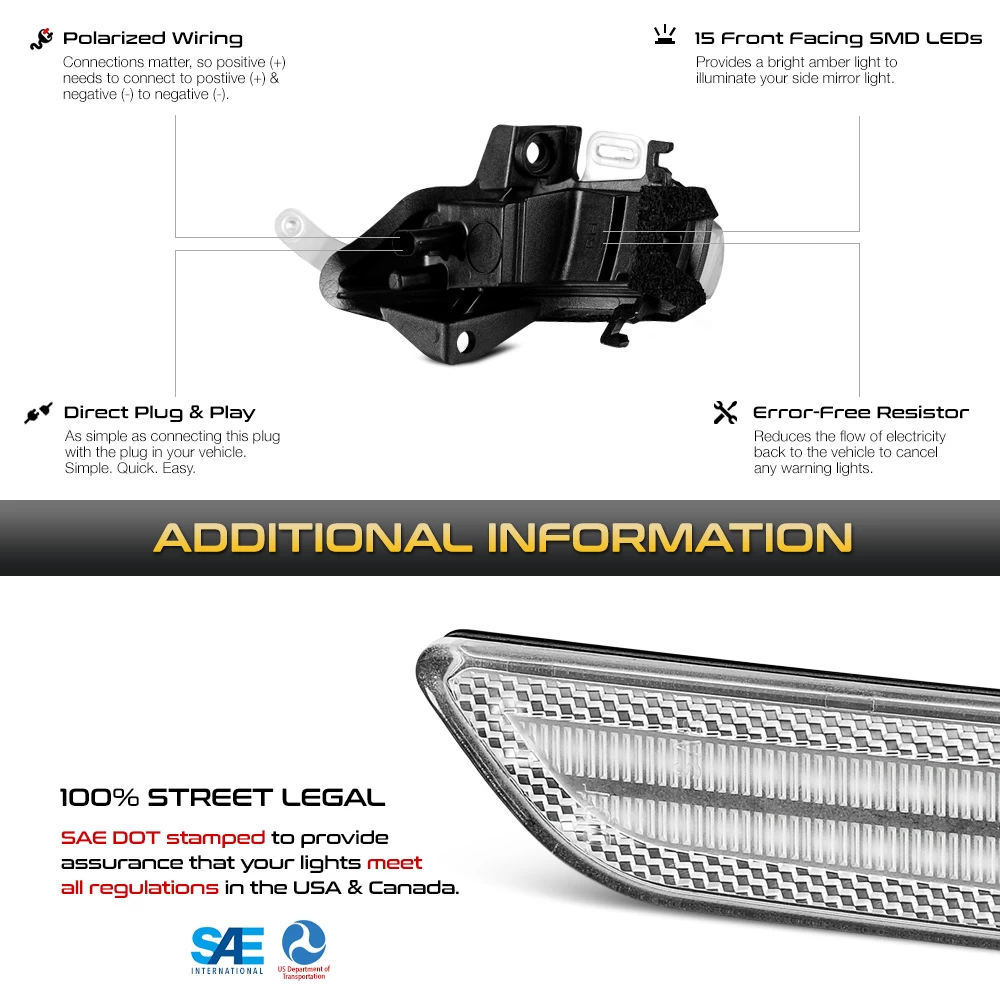 16-18 Lexus ES350 LS460 Sequential LED Side Mirror Lights - Clear 8 16-18 Lexus ES350 LS460 Sequential LED Side Mirror Lights - Clear - Image 6