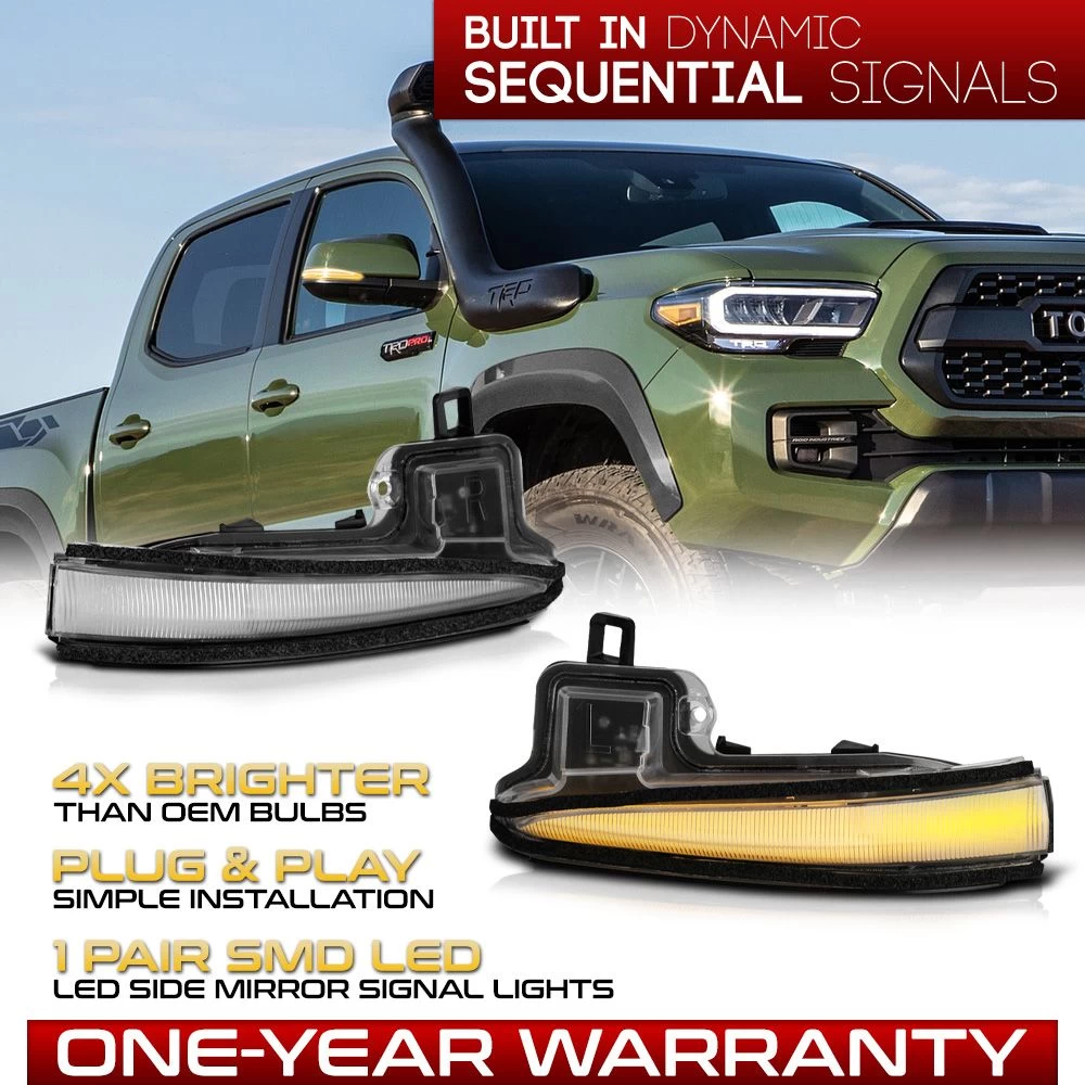 16-23 Toyota Tacoma/19-23 RAV4 Sequential LED Side Mirror Lights - Clear Lens 4 16-23 Toyota Tacoma/19-23 RAV4 Sequential LED Side Mirror Lights - Clear Lens - Image 2