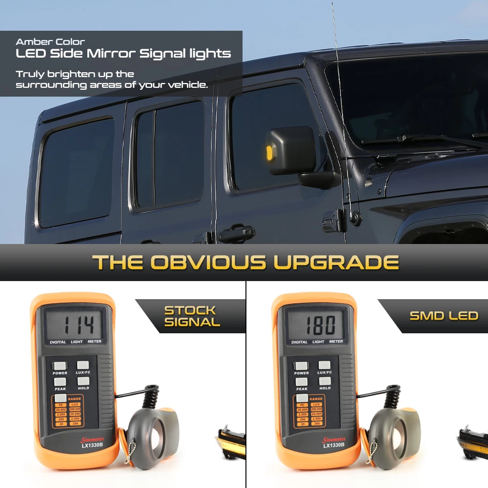 18-22 Jeep Wrangler / Gladiator Sequential LED Side Mirror Lights - Smoked 6 18-22 Jeep Wrangler / Gladiator Sequential LED Side Mirror Lights - Smoked - Image 4