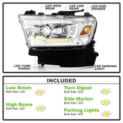 2019-2022 Dodge Ram 1500 LED DRL Strip / Sequential Turn Projector Headlights - Chrome -Professional Auto Parts Store 19 21 dodge ram 1500 led drl strip sequential turn projector headlights chrome 79