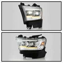 2019-2022 Dodge Ram 1500 LED DRL Strip / Sequential Turn Projector Headlights - Chrome -Professional Auto Parts Store 19 21 dodge ram 1500 led drl strip sequential turn projector headlights chrome 88