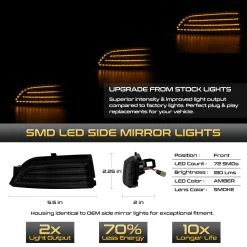 19-22 Ford Ranger Sequential Amber LED Side Mirror Lights - Smoked -Professional Auto Parts Store 19 22 ford ranger sequential amber led side mirror lights smoked 16