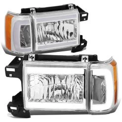 1987-1991 Ford F150 Bronco Led Drl Tube Headlights + Corner - Chrome / Amber 13 1987-1991 Ford F150 Bronco Led Drl Tube Headlights + Corner - Chrome / Amber -Professional Auto Parts Store 1987 1991 ford f150 bronco led drl tube headlights corner chrome amber 76