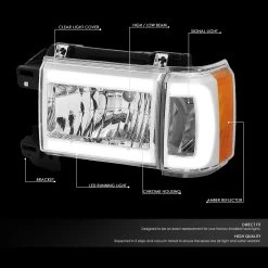 1987-1991 Ford F150 Bronco Led Drl Tube Headlights + Corner - Chrome / Amber 14 1987-1991 Ford F150 Bronco Led Drl Tube Headlights + Corner - Chrome / Amber -Professional Auto Parts Store 1987 1991 ford f150 bronco led drl tube headlights corner chrome amber 79