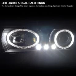 1988-1998 Chevy C10 Pickup / Suburban LED Halo Projector Headlights - Black -Professional Auto Parts Store 1988 1998 chevy c10 pickup suburban led halo projector headlights black 84