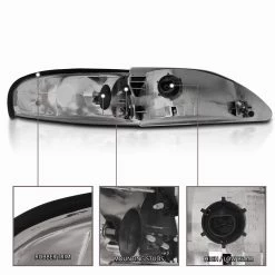 1994-1998 Ford Mustang Smoke Replacement Headlights + Corner Signal Set -Professional Auto Parts Store 1994 1998 ford mustang smoke replacement headlights corner signal set 97