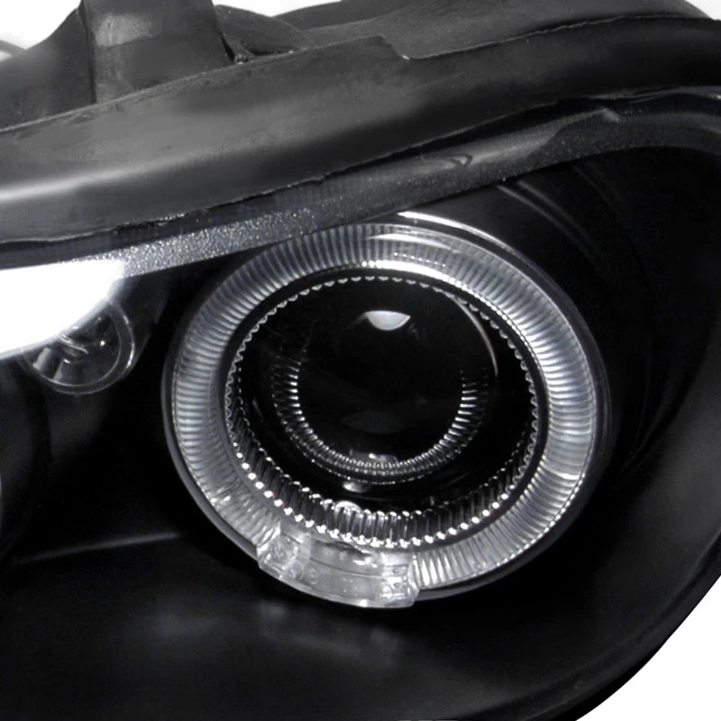 1997-2003 Chevy Malibu Angel Eye Halo & LED Projector Headlights - Black 5 1997-2003 Chevy Malibu Angel Eye Halo & LED Projector Headlights - Black - Image 3