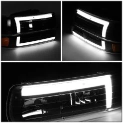 DNA 1999-2002 Chevy Silverado / 00-06 Tahoe DRL LED Headlight+Bumper - Black Housing W/ Amber Side Markers -Professional Auto Parts Store 1999 2002 chevy silverado 00 06 tahoe drl led headlight bumper black housing w amber side markers 53