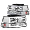 1999-2002 Chevy Silverado LED Tube Headlights+Bumper Signal - Chrome -Professional Auto Parts Store 1999 2002 chevy silverado led tube headlights bumper signal chrome 66