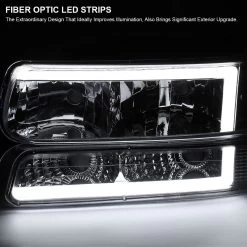 1999-2002 Chevy Silverado LED Tube Headlights+Bumper Signal - Chrome -Professional Auto Parts Store 1999 2002 chevy silverado led tube headlights bumper signal chrome 69