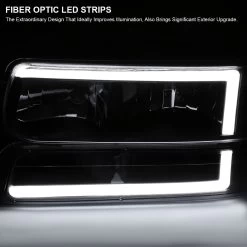 1999-2002 Chevy Silverado LED Tube Headlights+Bumper Signal - Matte Black -Professional Auto Parts Store 1999 2002 chevy silverado led tube headlights bumper signal matte black 119