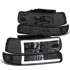 1999-2002 Chevy Silverado LED Tube Headlights+Bumper Signal - Smoked