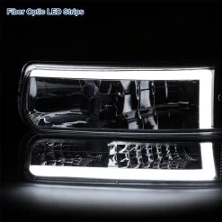 1999-2002 Chevy Silverado LED Tube Headlights+Bumper Signal - Smoked -Professional Auto Parts Store 1999 2002 chevy silverado led tube headlights bumper signal smoked 76