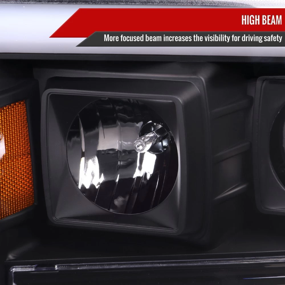 1999-2004 Ford F250 F350 F450 SuperDuty LED Tube Projector Headlight - Black Housing 8 1999-2004 Ford F250 F350 F450 SuperDuty LED Tube Projector Headlight - Black Housing - Image 6