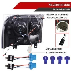 1999-2004 Ford F250 F350 F450 SuperDuty LED Tube Projector Headlight - Black Housing 12 1999-2004 Ford F250 F350 F450 SuperDuty LED Tube Projector Headlight - Black Housing -Professional Auto Parts Store 1999 2004 ford f250 f350 f450 superduty led tube projector headlight black housing 4