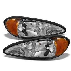1999-2005 Pontiac Grand AM Replacement OE Style Crystal Headlights - Chrome